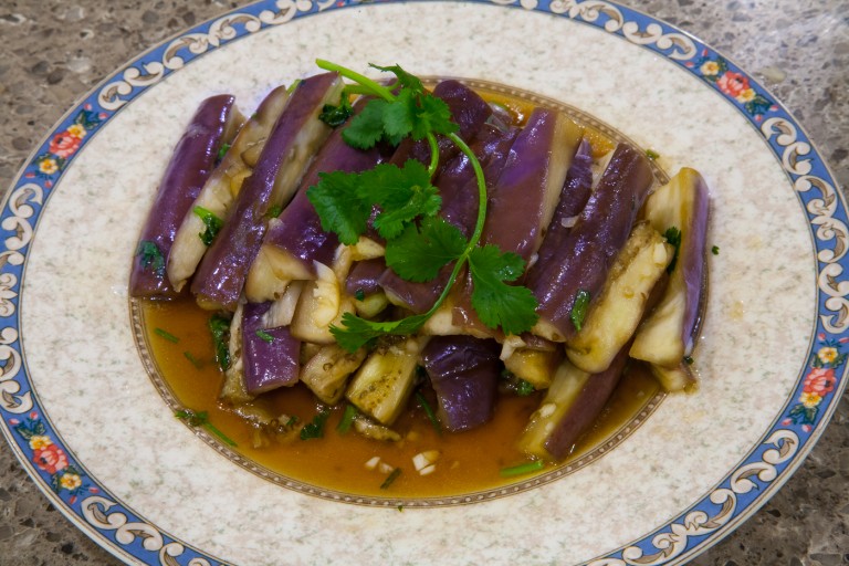 Chinese Steamed Eggplant With Garlic (蒜泥茄子) - Completed Dish