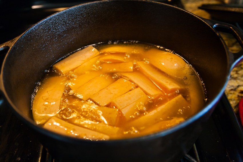 Garlic Butternut Squash - Cooking