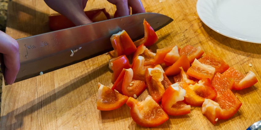 Sweet and Sour Pork - Chopping Peppers