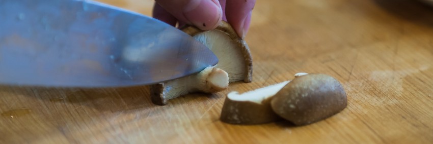 Baby Bok Choy with Shiitake - Cutting Mushroom Stems