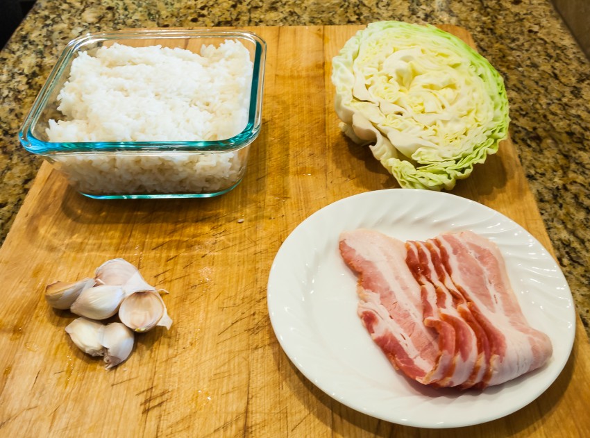 Cabbage Bacon Garlic Fried Rice - Ingredients