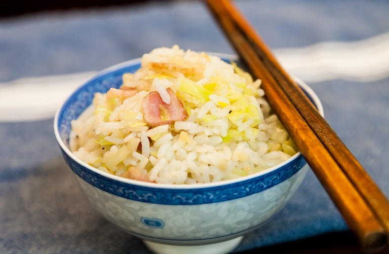 Cabbage Bacon Garlic Fried Rice - Completed Dish