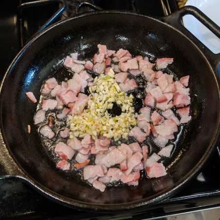Cabbage Bacon Garlic Fried Rice - Preparation