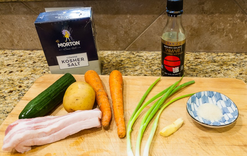 Stir Fried Diced Meat and Three Vegetables - Ingredients