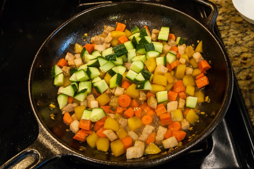Stir Fried Diced Meat and Three Vegetables - Preparation