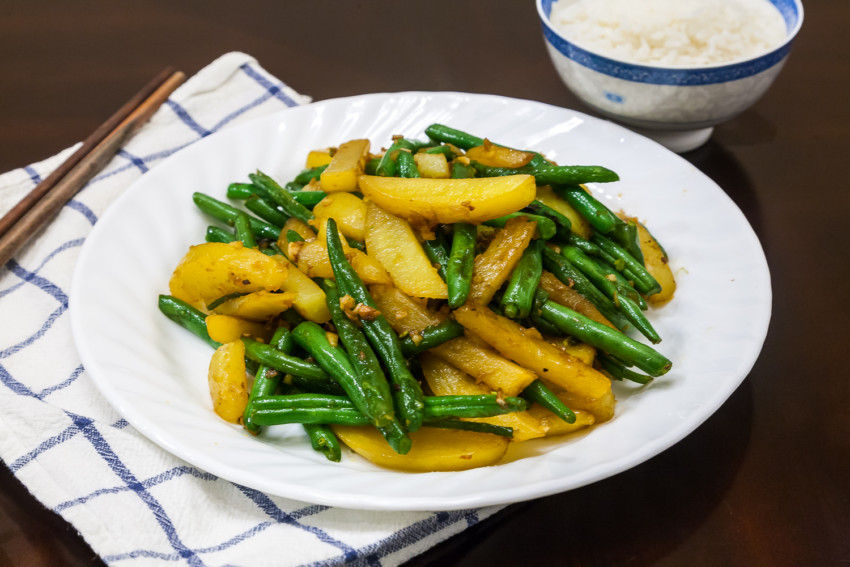 Sauteed Green Beans with Potatoes - Completed Dish