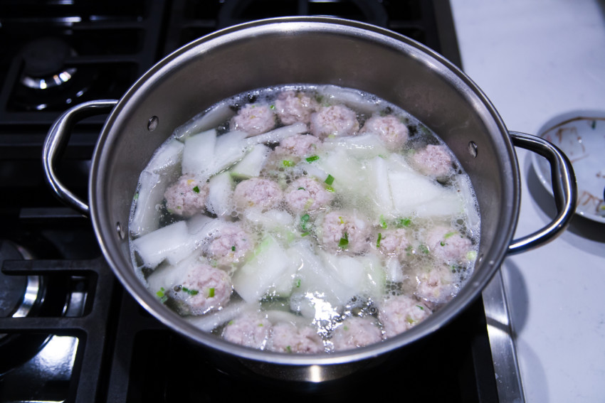 Winter Melon Meatball Soup - Soup Preparation