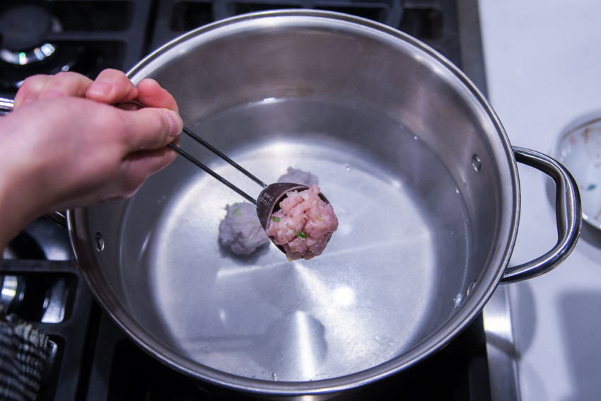 Winter Melon Meatball Soup - Boiling Meatballs