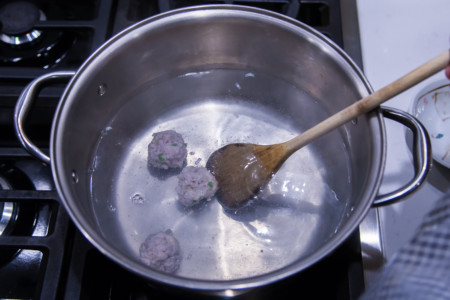 Winter Melon Meatball Soup - Boiling Meatballs