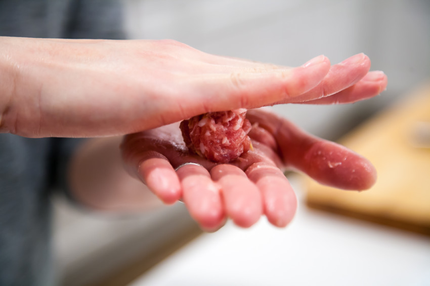 Pear meatballs - making meatballs
