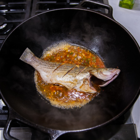 Chili Bean Whole Fish (Striped Bass) - Preparation