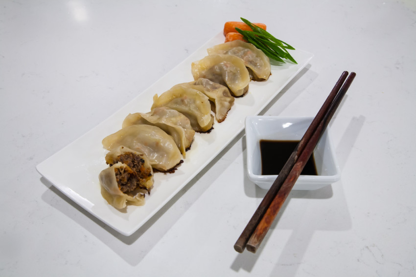 Beef dumplings with carrots and onions - completed dish