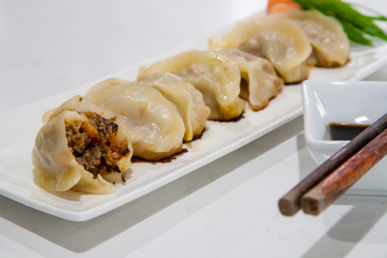 Beef dumplings with carrots and onions - completed dish