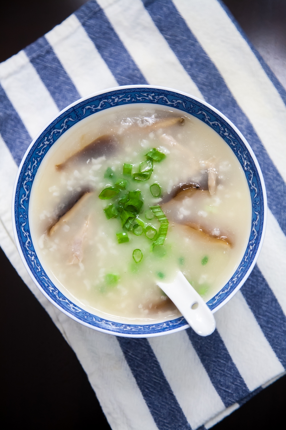 Mushroom Chicken Congee Using Instant Pot - Completed Dish