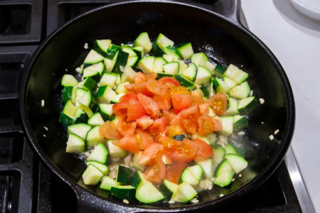Zucchini with Tomatoes - Sauteeing