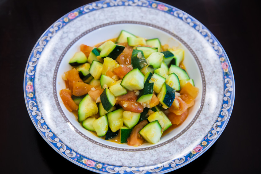Zucchini with Tomatoes - Completed Dish