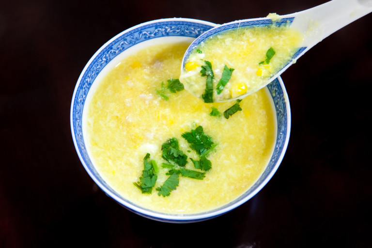 Chicken Corn Egg Drop Soup - completed dish