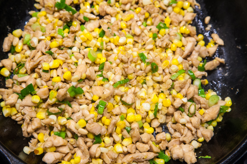 Chicken Corn Pine Nut Lettuce Wrap - Preparation