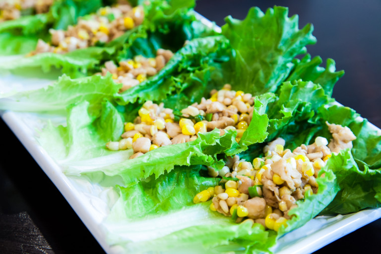 Chicken Corn Pine Nut Lettuce Wrap - Completed Dish
