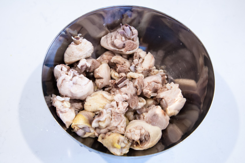 Taiwanese Three Cup Chicken - chopped chicken