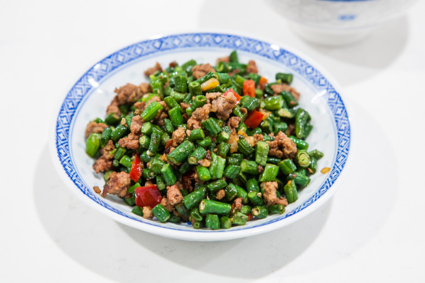 Chinese Long Beans with Pickled Chili Peppers - Completed Dish
