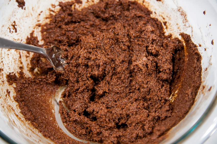 Hersheyâs Kiss Candy Cane Chocolate Cookies - mixing batter