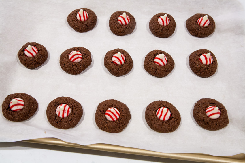 Hershey’s Kiss Candy Cane Chocolate Cookies - completed