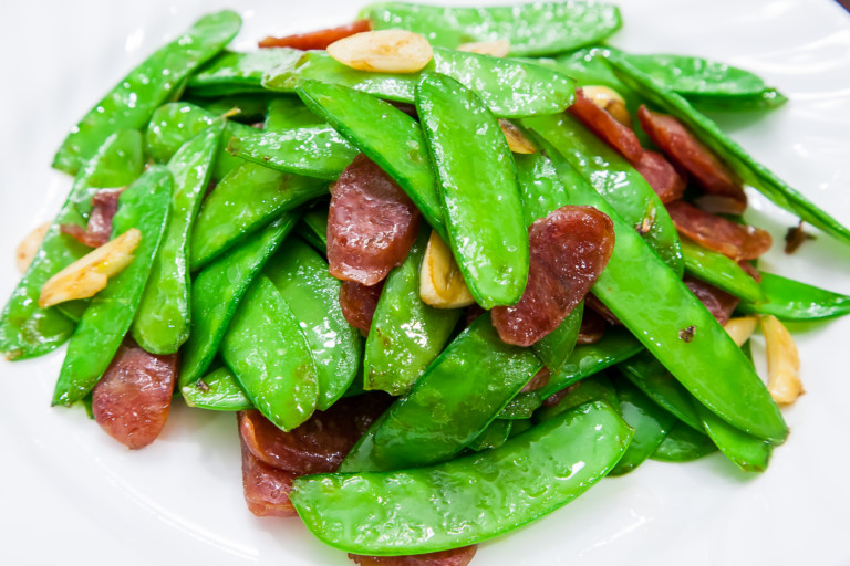 Snow Peas and Chinese Sausage Stirfry - Completed Dish