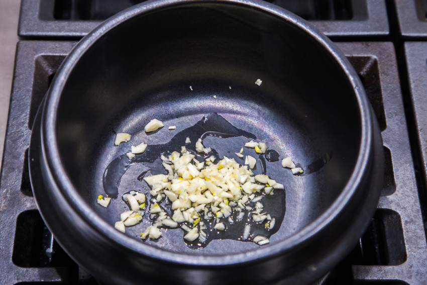 Soondubu Jjigae - adding garlic
