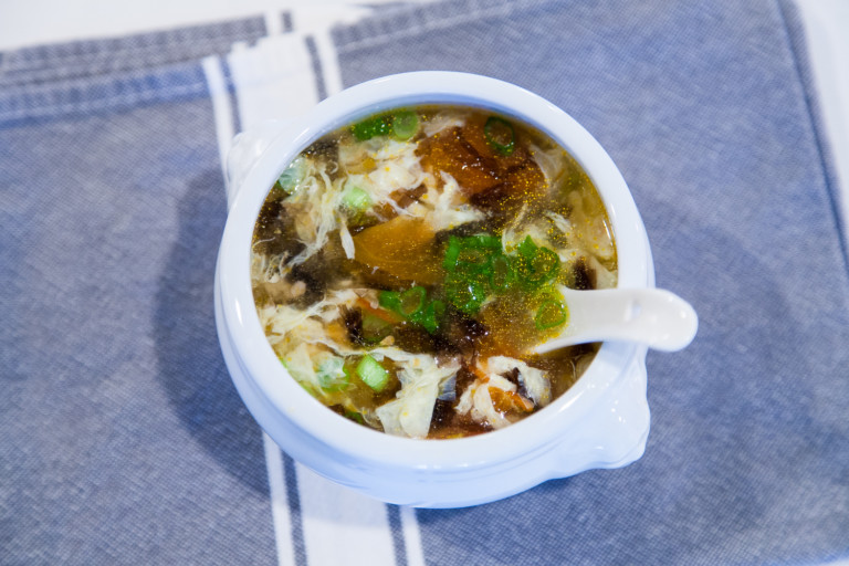 Tomato Seaweed Egg Drop Soup - Completed Dish