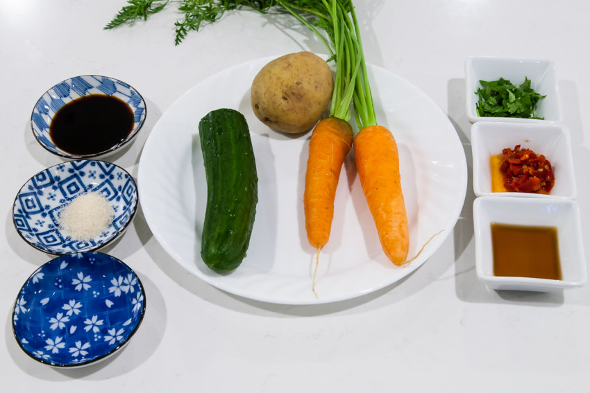 Three-colored Vegetable Julienne Salad - Ingredients