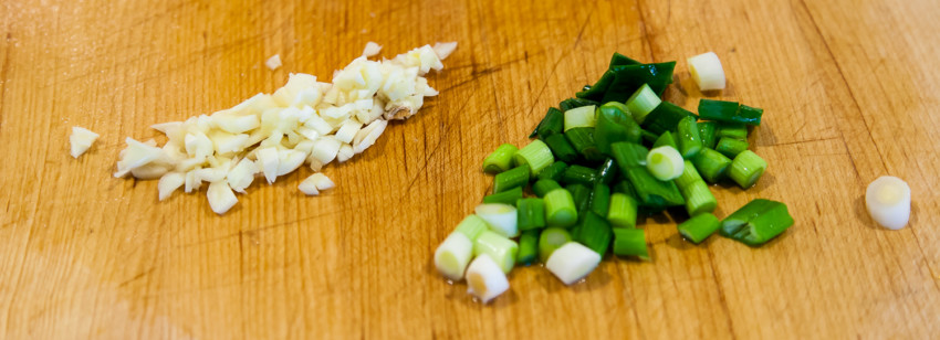 Chopped Green Onions and Garlic