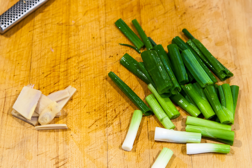Chopped ginger and green onions