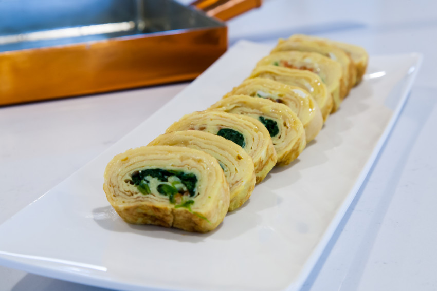 Tamago Yaki with Spinach and Carrots - Completed Dish