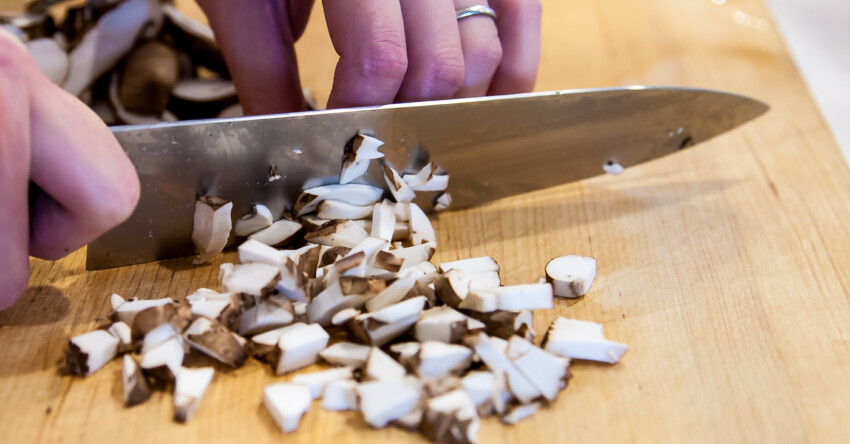 Chopping Shiitake Mushrooms