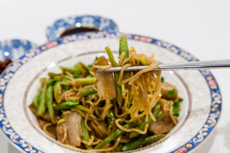 Green Bean Braised Noodles - Completed Dish