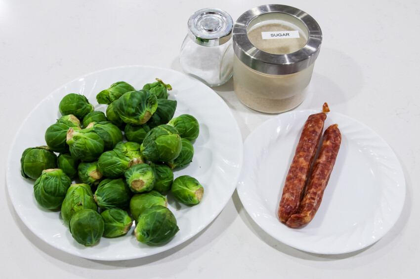 Brussels Sprout Chinese Sausage Stirfry - Ingredients
