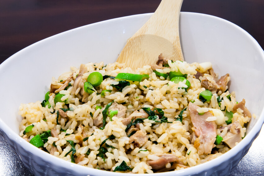 Roast duck fried rice - completed dish