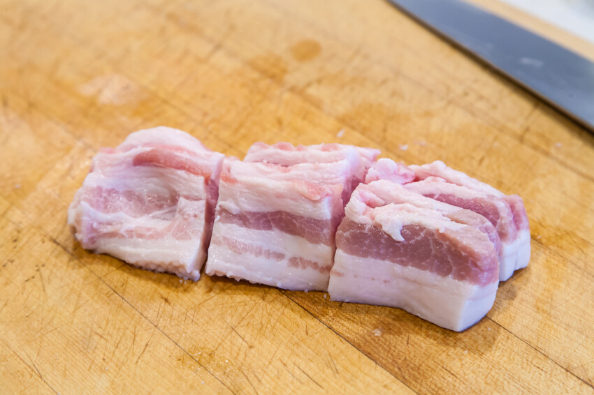 Sliced pork belly