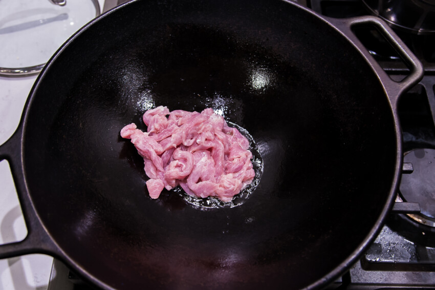 pork julienne preparation