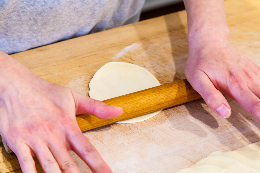 Rolling flour pancake
