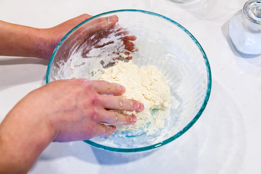 Jiu Cai He Zi Chinese Chive Pockets - preparing dough