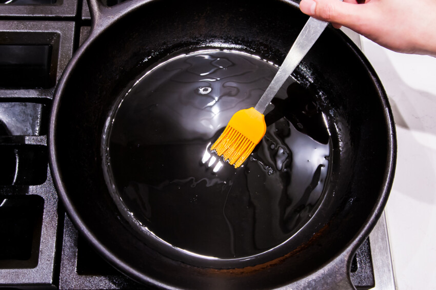 Oil on cast iron pan